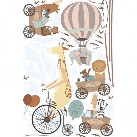 AMBIANCE nálepka na stenu "Elephants and these funny friends"