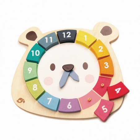 TENDER LEAF TOYS náučné drevené hodiny "Bear Colour Clock"