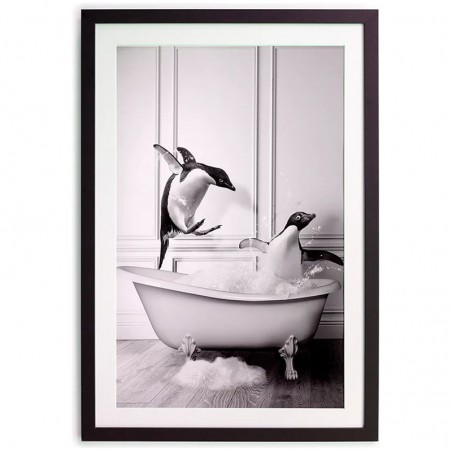 REALLY NICE THINGS zarámovaný obraz "Penguin Bath" - 30 x 40 cm