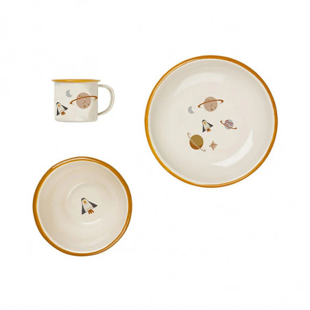 FABELAB 3-dielny smaltovaný riad "Planetary"