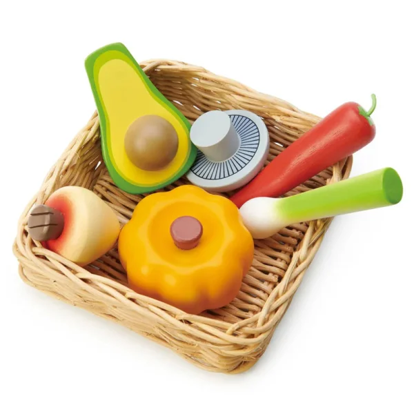 TENDER LEAF TOYS košík so zeleninou "Veggie Market Basket"