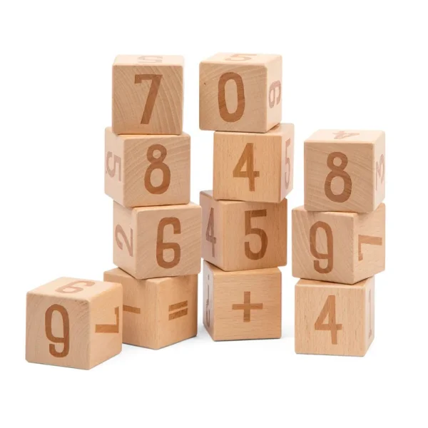 SEBRA drevené kocky "Numbers" - 12 ks